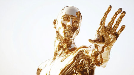 golden statue of a man on a white background. 3d renderingの写真素材