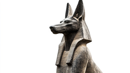 Statue of Egyptian Sphinx isolated on white background, clipping path includedの写真素材