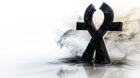 Symbol on a white background with smokeの写真素材