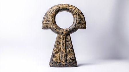 Antique wooden key isolated on white background, clipping path included.の写真素材