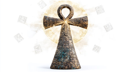 Cross of the Holy Sepulchre with chinese hieroglyphsの写真素材