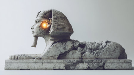 Egyptian Sphinx statue on white background. 3d rendering.の写真素材
