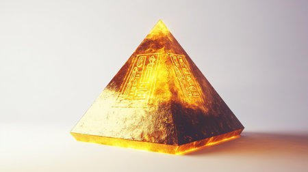 Egyptian pyramid on a white background. 3d rendering toned imageの写真素材
