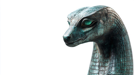 Statue of a snake on a white background, close-upの写真素材