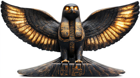 Egyptian eagle statue isolated on white background. 3D illustration.の写真素材