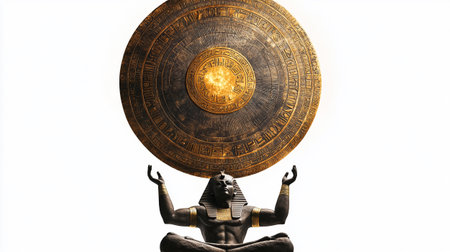 Ancient gong on a white background. Isolated. 3d renderingの写真素材