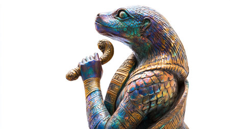 Sculpture of a snake on a white background, isolatedの写真素材