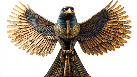 Egyptian eagle statue isolated on white background. 3d illustration.の写真素材