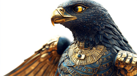 Close-up of the golden eagle in the form of a shield.の写真素材