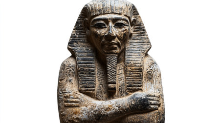 Ancient Egyptian statue of pharaohs isolated on a white background.の写真素材