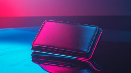 Close up of wallet on table with colorful light background. Business and finance concept.の写真素材