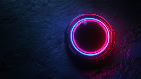 Blue and pink neon light on a black background. 3d renderingの写真素材