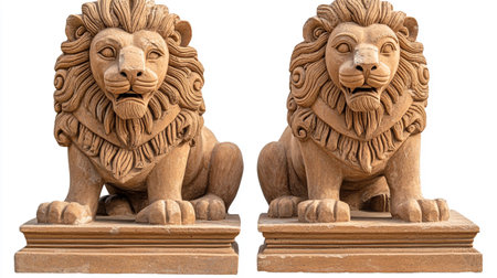 Lion statue isolated on white background.の写真素材