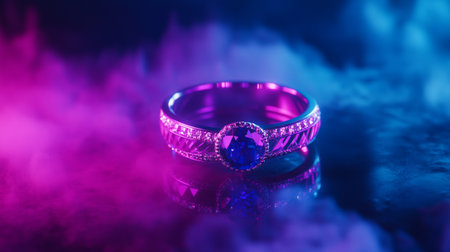 Glass of whiskey on the rocks with ice cubes on dark toned foggy background. Selective focusの写真素材