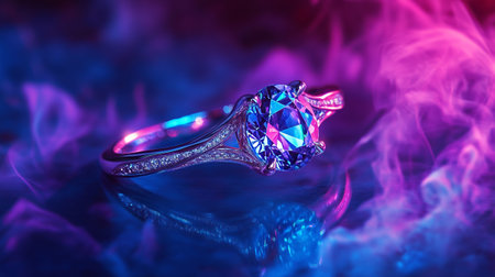 Turntable playing vinyl with colorful neon lights on background. 3d renderingの写真素材