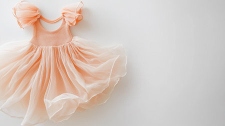 Baby girl dress on white background. Flat lay, top view.の写真素材