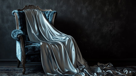 Luxury vintage armchair in dark interior. 3d renderの素材