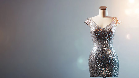 Fashionable evening dress on a mannequin in a studio.の写真素材