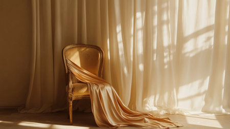 Wedding chair in the light of the window with curtains.の写真素材