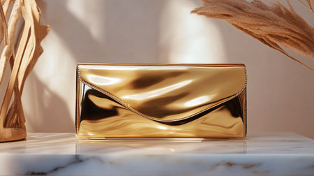 Luxury golden clutchle table. 3d rendering.の写真素材