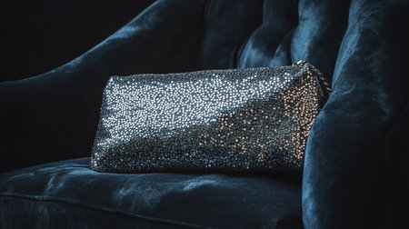 Luxury black leather pillow on sofa. Black and white toneの写真素材