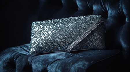 Luxury leather clutch in hand on a dark background closeupの写真素材