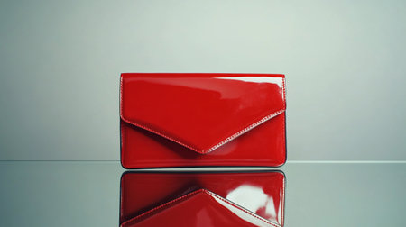 Red leather clutch on a white background. 3d render illustration.の写真素材