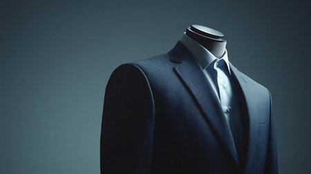 Men's suit on a mannequin on a gray background.の写真素材