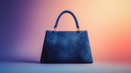 Black leather handbag on pastel gradient background. 3D Renderingの写真素材