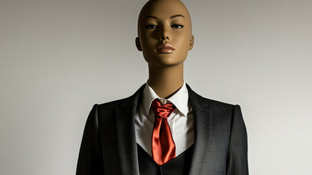 Mannequin dressed in a business suit and red tie, 3d renderの写真素材