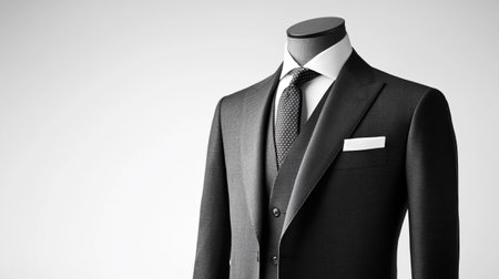 Black and white business suit with necktie on a mannequinの写真素材