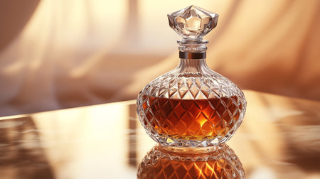 Bottle of perfume on table, closeup. Space for textの写真素材