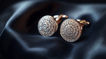 Silver earrings on a dark background. Jewelry and accessories.の写真素材