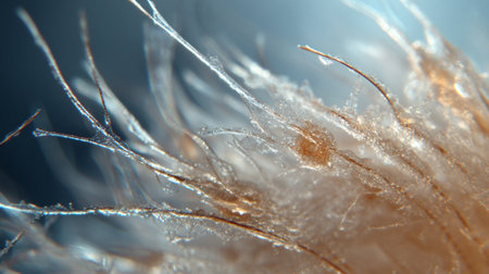 Macro shot of frost on the plant. Abstract background. Macroの写真素材