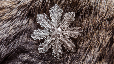 snowflake on the fur as a symbol of the new yearの写真素材
