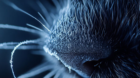 Macro close up of a cat's nose with water dropletsの写真素材