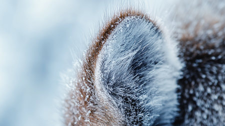 Close-up of the fur of a fox in the winter.の写真素材