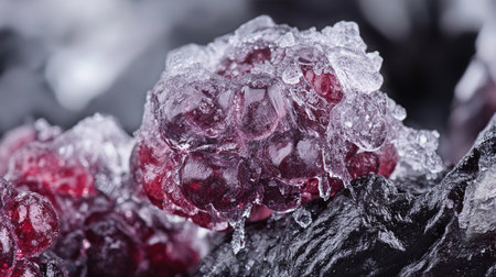 close up of frozen blueberries on white background, shallow dofの写真素材