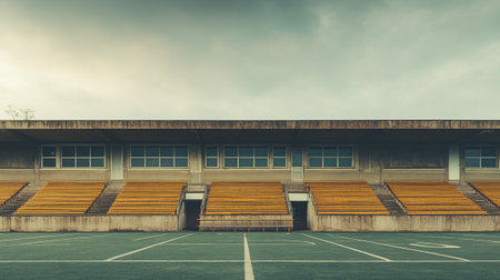 Empty football stadium with vintage filter effect retro vintage style, sport backgroundの写真素材
