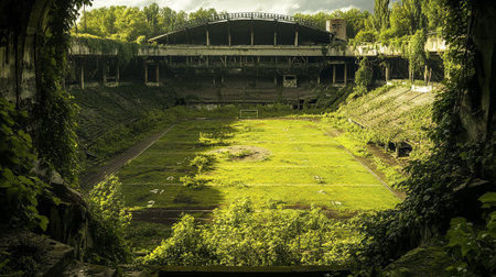 Old abandoned football stadium in the city of Gdansk, Polandの写真素材