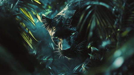 Beautiful black panther in the jungle of Borneo.の写真素材