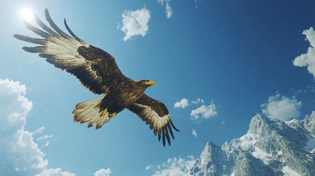 White-tailed eagle flying high in the sky. 3d renderingの写真素材