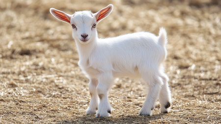 Cute baby goat on the farm. Baby goat on the farm.の写真素材