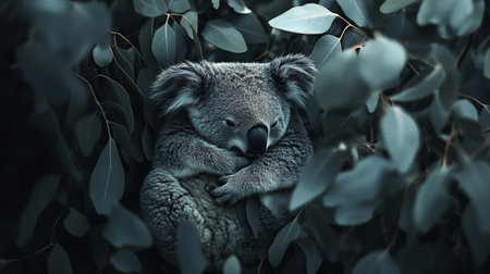 Koala in the eucalyptus forest, Australia.の写真素材