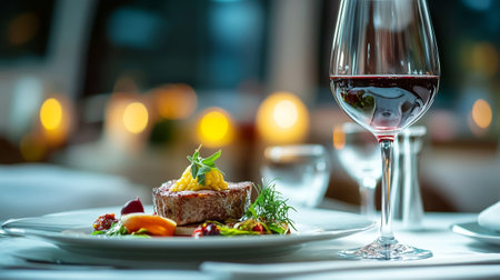 Restaurant menu. Dining table in a luxury restaurant.の写真素材