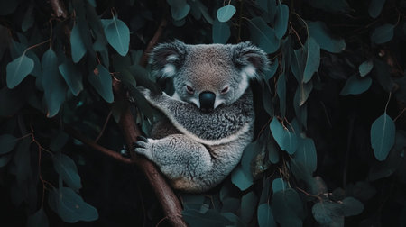 Koala in the eucalyptus forest, Australia.の写真素材