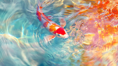 Koi fish swimming in the water. Colorful fish background.の写真素材