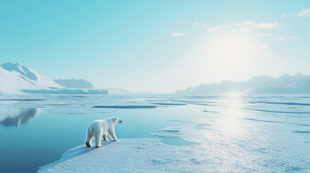Polar bear on the ice floe. 3d rendered illustrationの写真素材