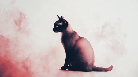 Sphynx cat sitting on a white backgroundの写真素材