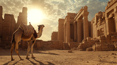 Camel in an ancient city.の写真素材